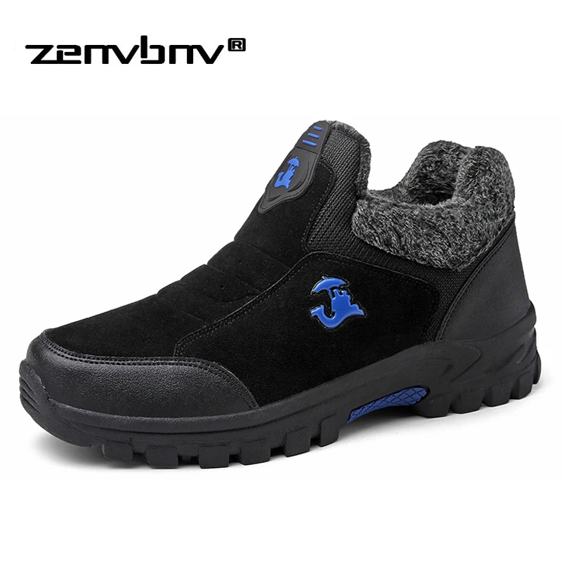 

Men Suede Working boots With Fur Warm Ankle Boots Male Footwear Leather Men's boots Men Winter Men Snow Boots Plus Size 39-45