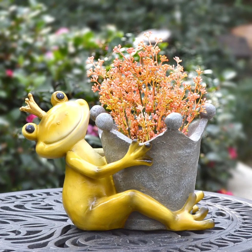 

Creative Frog Flowerpot Animal figurines Resin Outdoor Room Home decor Arts and Crafts fairy garden miniatures wedding gifts