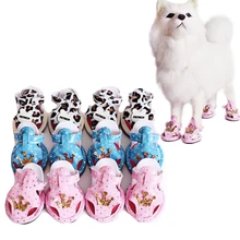 5 Sizes Sport Shoes for Dogs 4Pcs Set Summer Dog Boots Crown Sandals Dog Shoes Anti