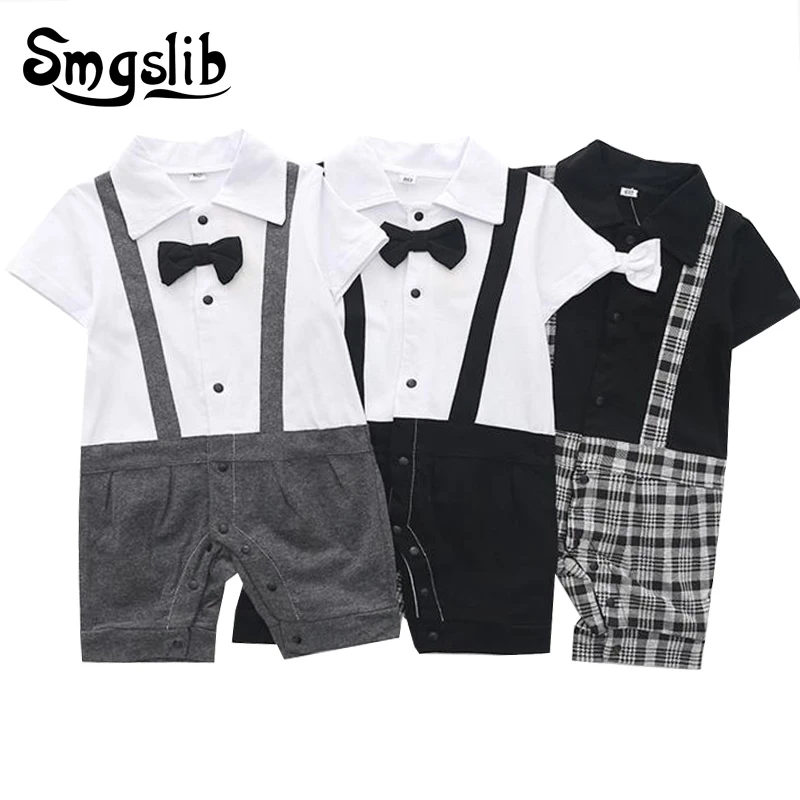 Baby onesie Cotton Long Sleeved baby boy clothes Spring Autumn plaid baby gentleman clothes toddler romper Infant Jumpsuits