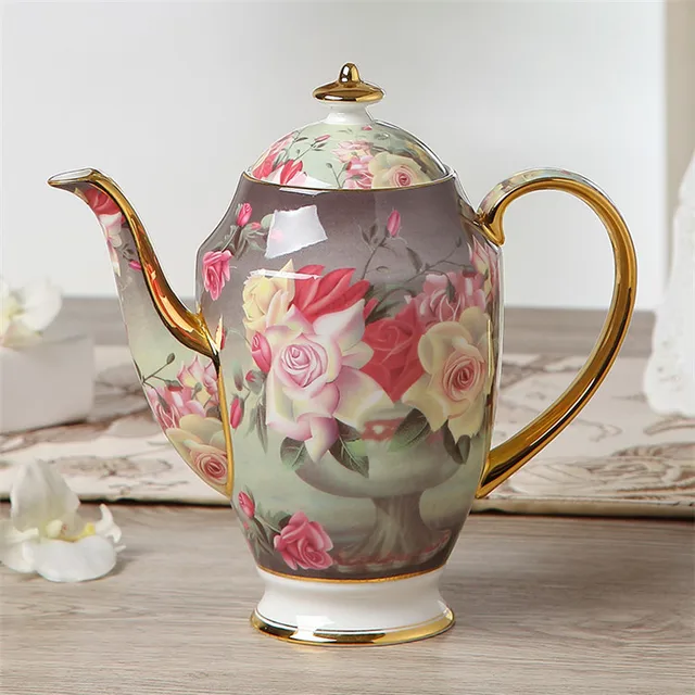 British Royal Vintage Bone China Tea Pot with Infuser Europe Porcelain