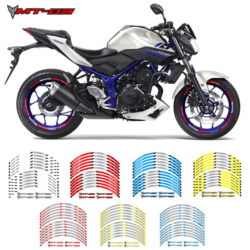 

Motorcycle front and rear wheels Edge Outer Rim Sticker Reflective Stripe Wheel Decals For YAMAHA MT-03