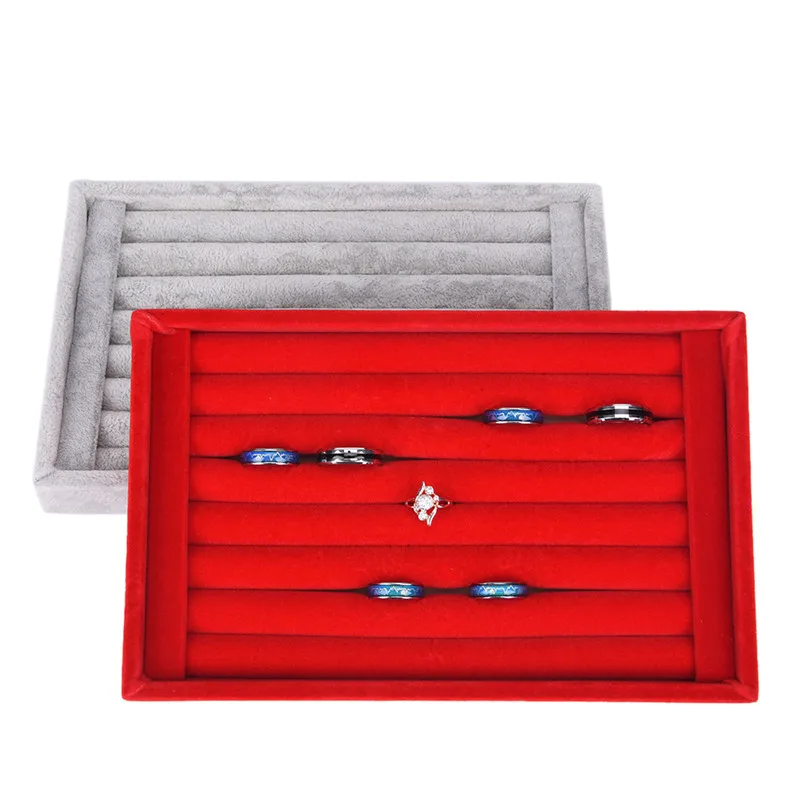 Jewelry Display Velvet Earring Ring Organizer Ear Stud Stand Holder Rack 5 Color 22.5*14.5*3cm Showcase Plate Jewelry Box