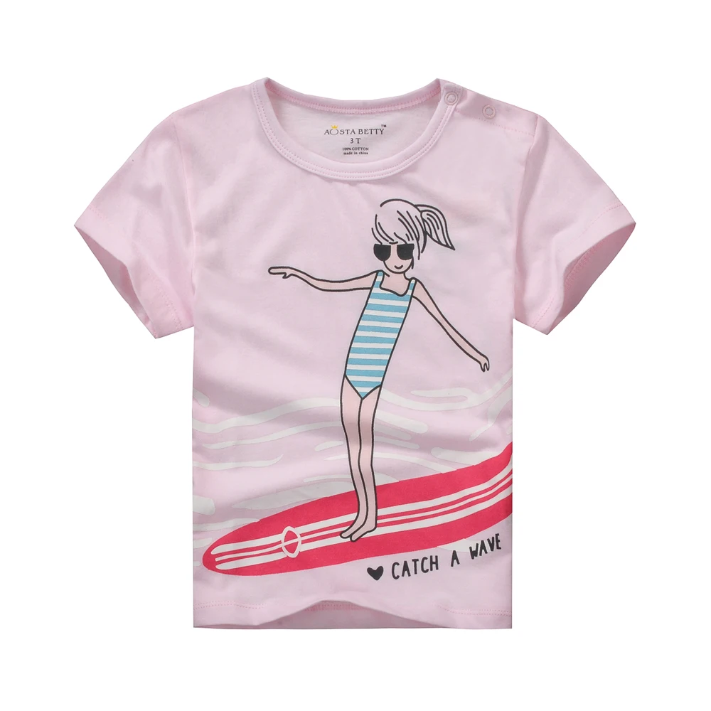 T shirt Baby Girl Short Sleeve T shirts O neck Purple T shirt Children Girl T shirt 1 6 Years