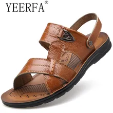 YIERFA High quality Summer style Beach Sandals Men Shoes 2017 New Arrival Leather Casual Sandals Two