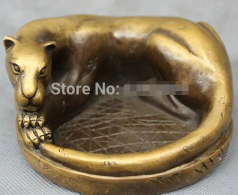 

0 Chinese Bronze Animals Wealth Wild Lying Spotted Leopard Panther Statue Ashtray