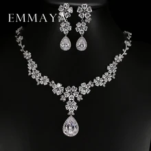 Emmaya невесты Классический AAA цветок с Цирконом ожерелье серьги набор роскошные свадебные ювелирные наборы для женщин аксессуары