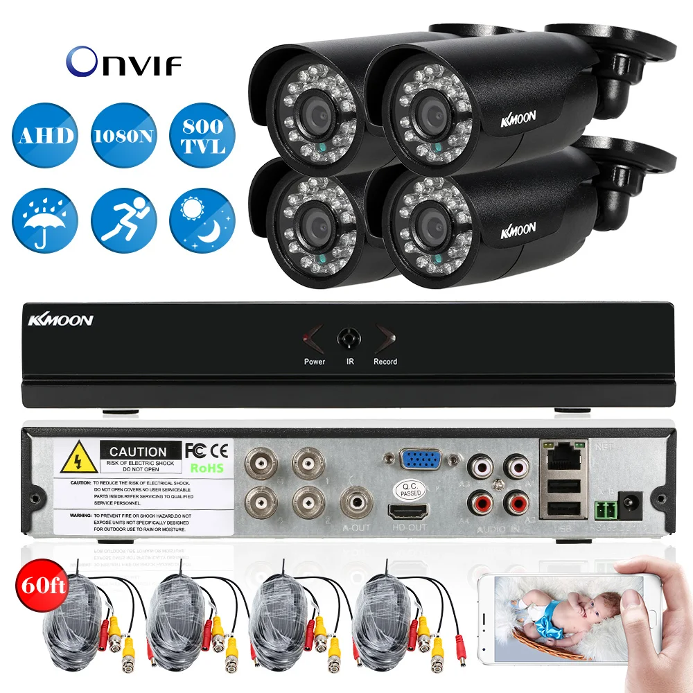 

KKMOON 4CH 960H D1 DVR Waterproof 800TVL Security Camera System Kit 4CH DVR Night Vision CCTV Camera Outdoor DVR Kit Euro Stock