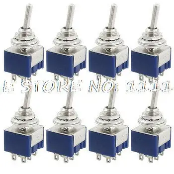 

8 Pcs AC 125V 6A Amp ON/OFF/ON 3 Way 6 Solder Pins Mini DPDT Toggle Switch