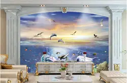 На заказ фото обои для стен 3 d фрески обои 3D Средиземноморский Морской дельфины фон настенные бумаги домашний декор