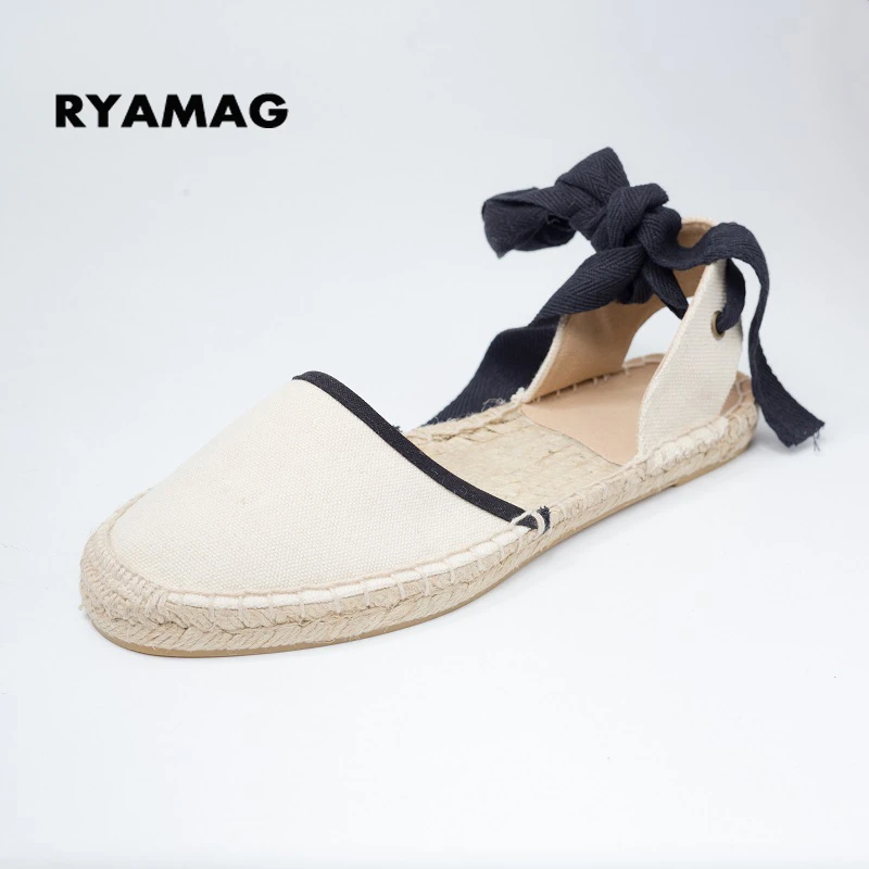 2018 alpargatas de lona para mujer zapatos de correa de tobillo zapatos planos de lino de cáñamo alpargatas para sandalias de espadrilles|ankle strap espadrillesandals for - AliExpress