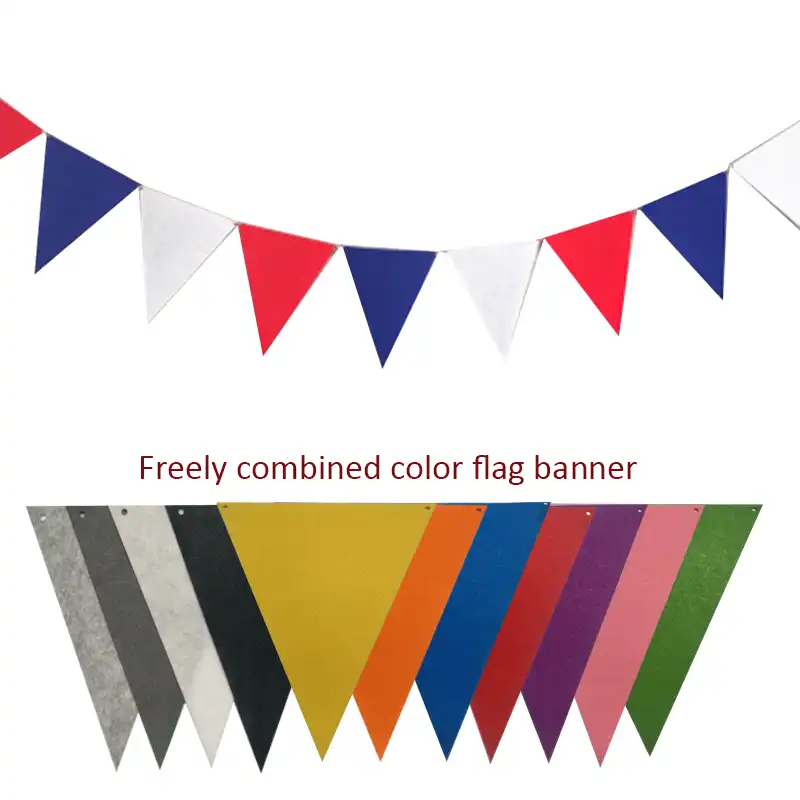 DIY Party Garland Red White Striped Pennants Template Editable Banner Colors