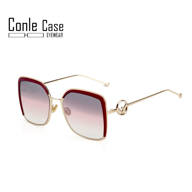 

Conle Case 2019 new women's big frame eyebrow sunglasses net red with the EU and US street shooting ladies fashion sunglasses