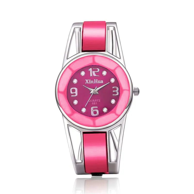 Reloj mujer,, Xinhua, браслет, часы для женщин, роскошный бренд, нержавеющая сталь, циферблат, кварцевые наручные часы, женские часы - Цвет: Розовый