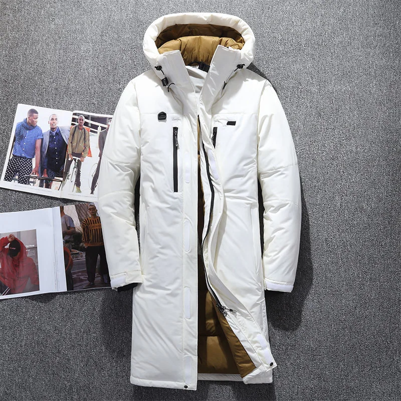 

2019 Men Down Jacket Men Winter Coat Goose Feather Long Winter White Down Jackets Thickening Warm Casual Men's Parkas