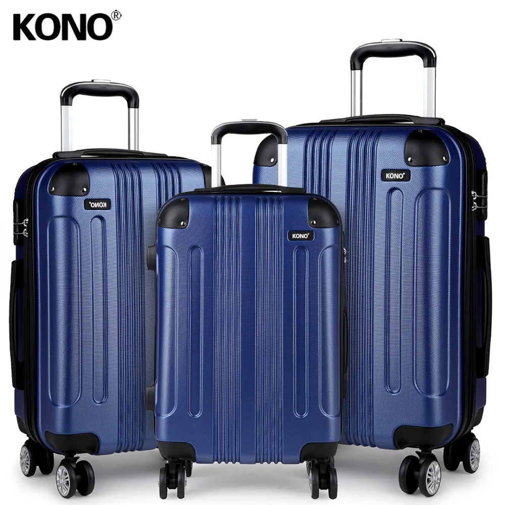 KONO Travel Suitcase Rolling Hand Luggage Trolley Case Bags 20 24 28 Inch 4 Wheels Spinner Hard ...