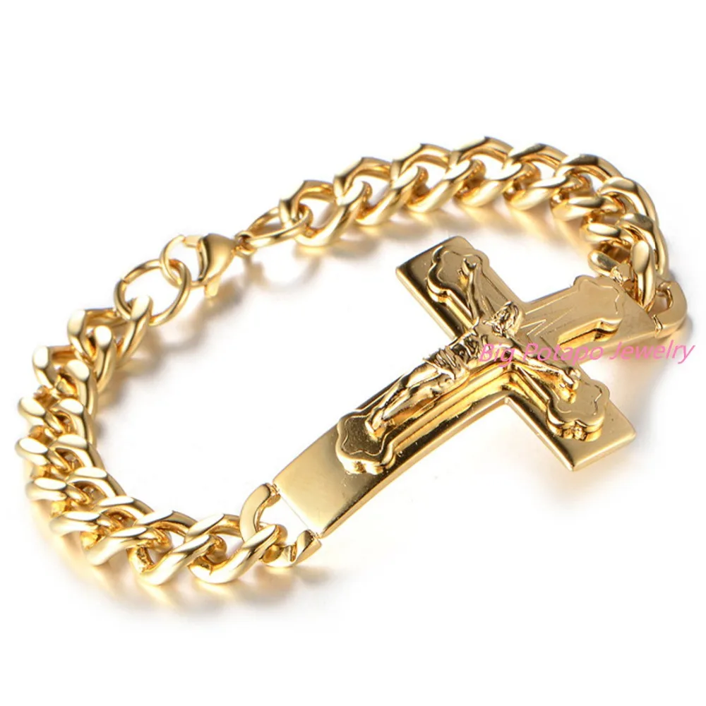 Fashion Men font b Jewelry b font font b Gold b font Cross Design Stainless Steel