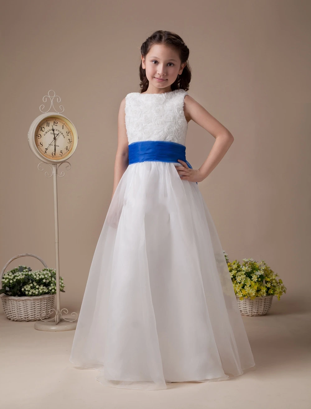 Blue And White Flower Girl Dresses For Weddings Organza Flower Girls ...