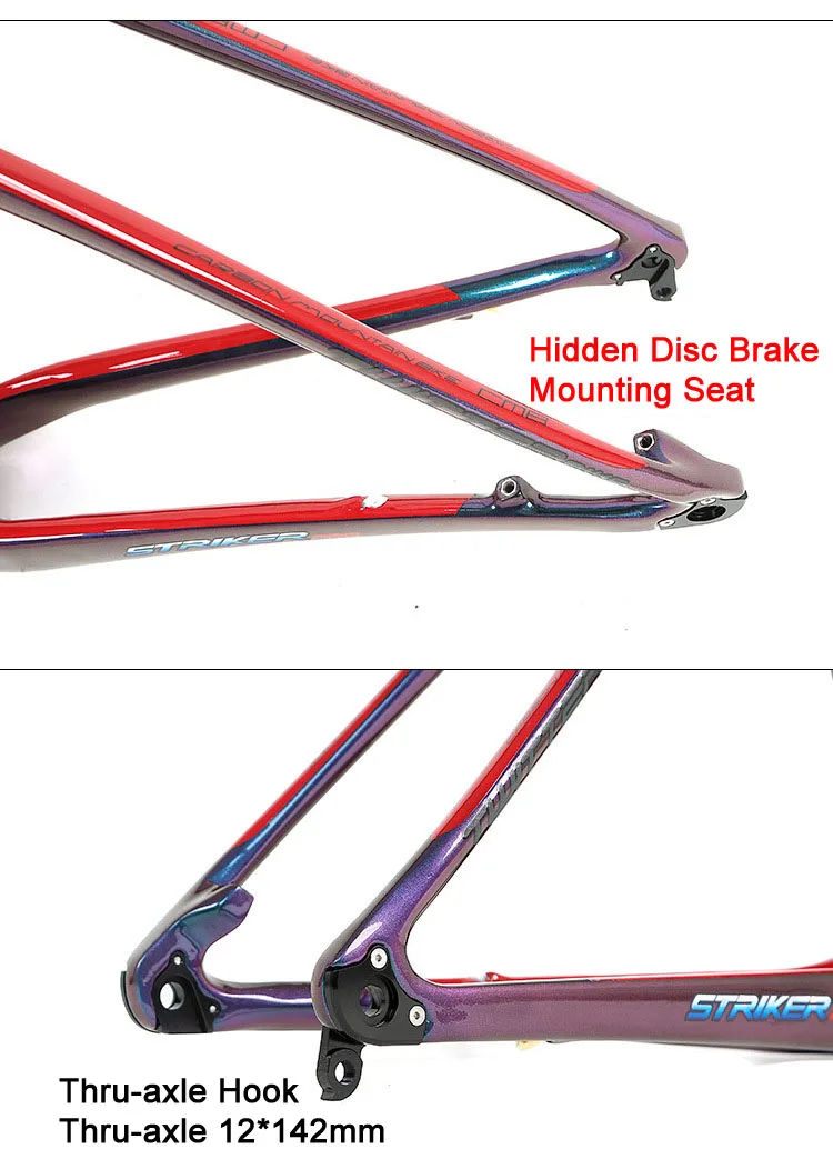 Twitter Strikerpro Discolored Thru-axle Mtb Carbon Frame Gravel Bike Carbon Mtb Frame 29er 27.5er Mountain Bicycle Frames