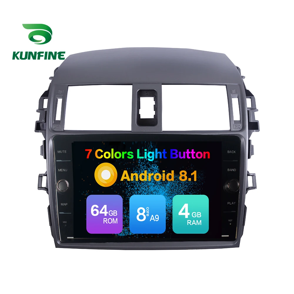 Excellent Octa Core 4GB RAM 64GB ROM Android 8.1 Car DVD GPS Player Deckless Car Stereo For Toyota COROLLA 2007-2013 Radio Headunit 1