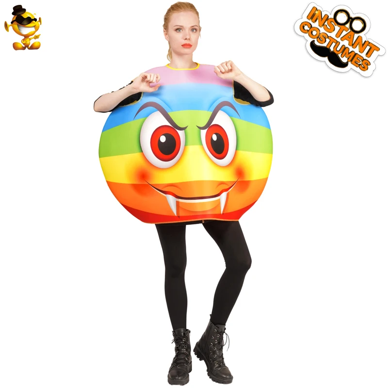 

DSPLAY New Design Cool Fashionable Emoticon Carnival Original Unisex Emoji Fashion Cosplay Party Colorful Devil Face Costume