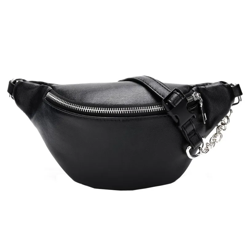 Fashion Chain PU Lychee Leather Chain Fanny Pack Waist Bag Casual ...