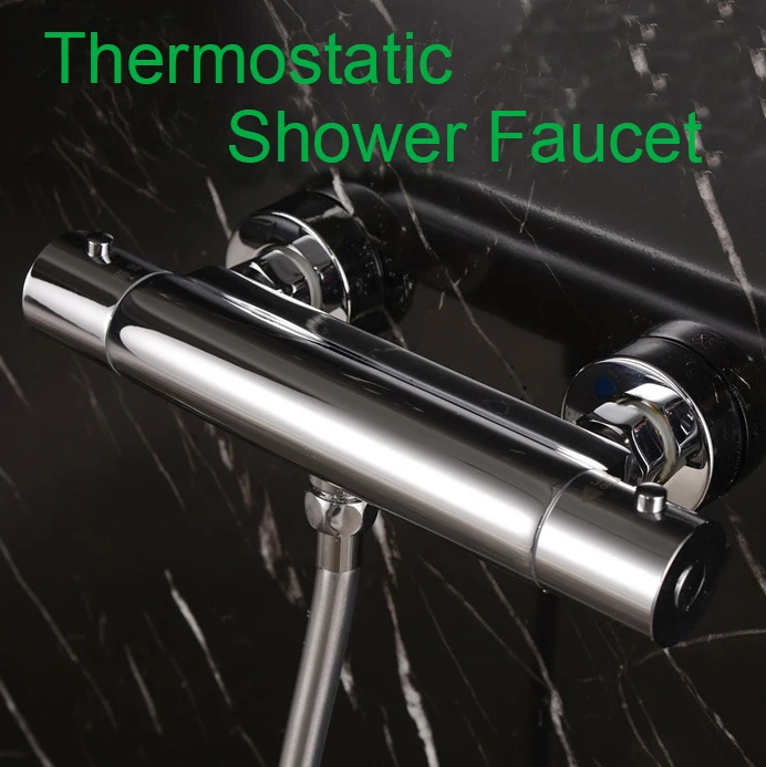 

Free shipping leed-free brass thermostatic Shower Faucet Wall Mounted Double Handles Faucet, Thermostatic mixer