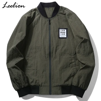 

IceLion 2019 Spring Bomber Jackets Men Thin Pilot Coat Simple Fashion Letter Print Long Sleeve Casual Windbreaker Brand Clothing