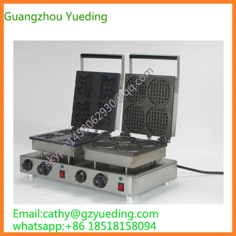 

Free of choice plates commercial CE certification double plates waffle maker round waffle&butterfly shape waffle machine
