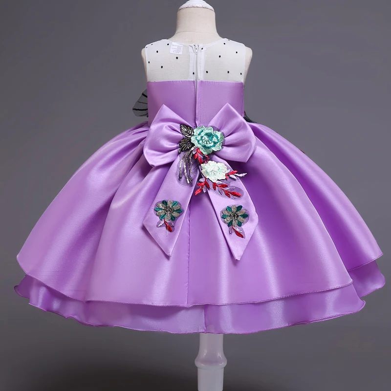 Платье с вышивкой платье принцессы с бантом для маленьких девочек Детские платья для девочек детское платье для свадебной вечеринки От 2 до 3 лет