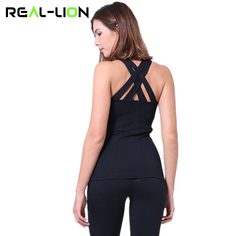 Reallion Sleeveless Yoga Crop Top Women Backless Yoga Shirts Women Yoga Tops Running Sports T Shirts Fitness Gym Tank Top New