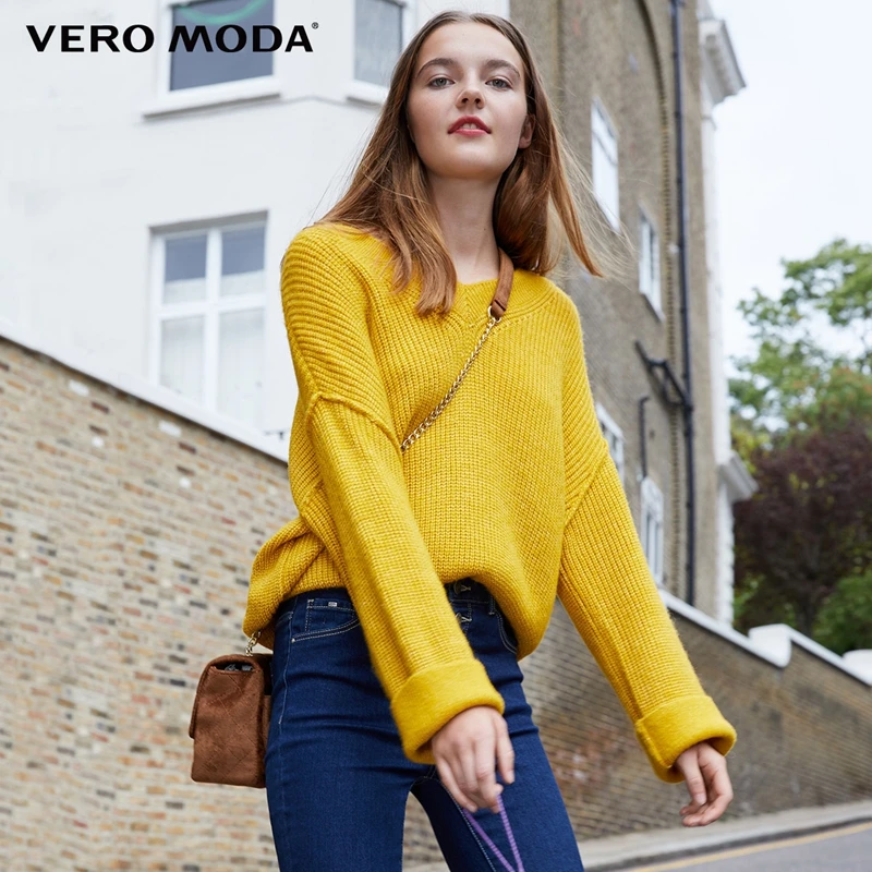 Vero Moda 2019 new wool alpaca V neck drop shoulder