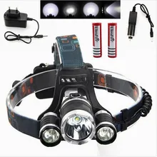 Head lamp 5000LM 4 modes Lamp XM-L T6+2R2 LED Headlamp Headlight 18650 Head Torch Lamp Flashlight+ 2*18650 battery + Chargers