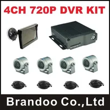 4CH AHD 720P mobile DVR Kit with 4pcs 120degree wide angle IP68 cameras and 1pcs 5.0inch monitor,for truck,bus,van used.