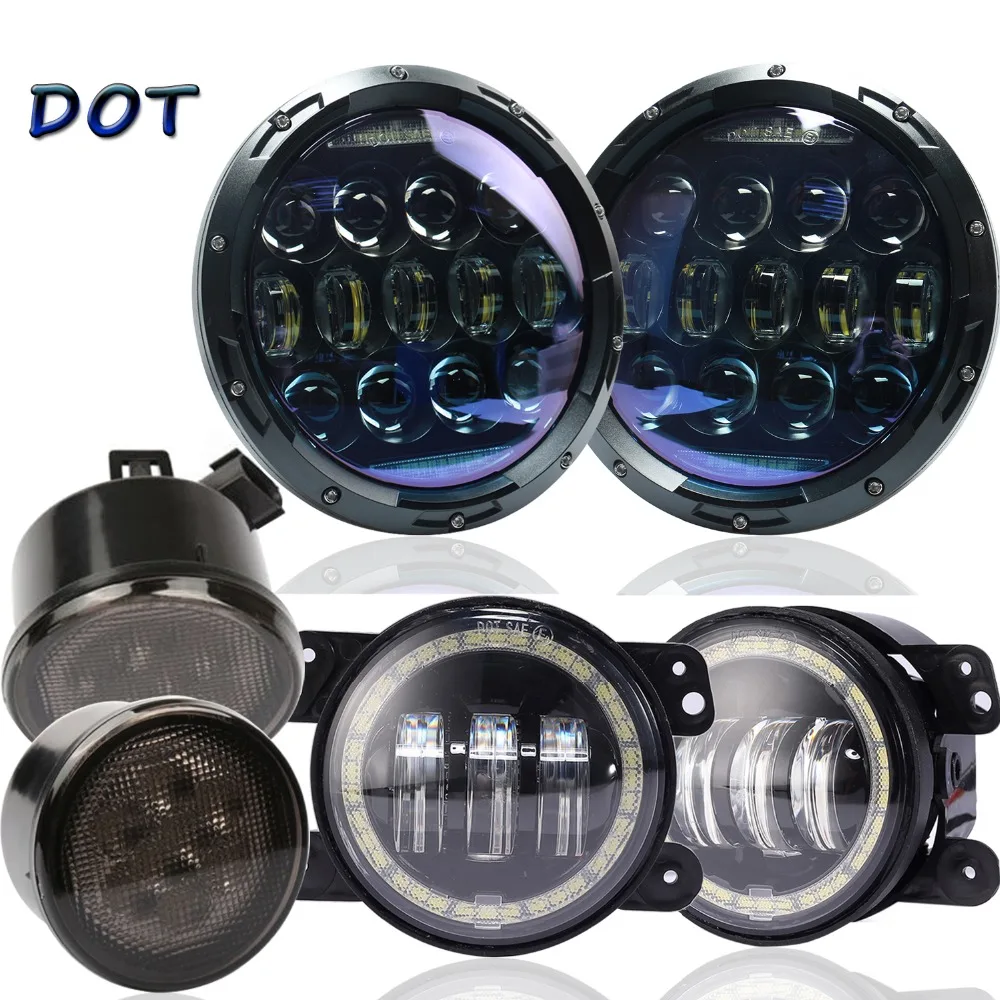7 inch 130W led headlight + 4 inch passing fog lamp white