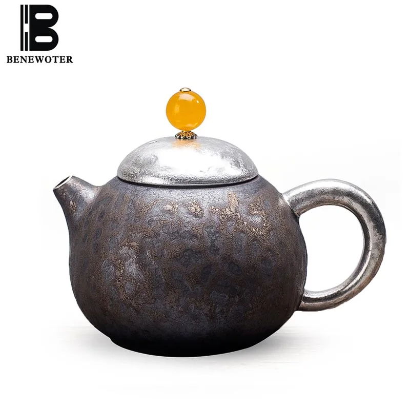 200ml Vintage Japanese Xishi Tea Pot Ceramic Coarse Pottery Rust Iron