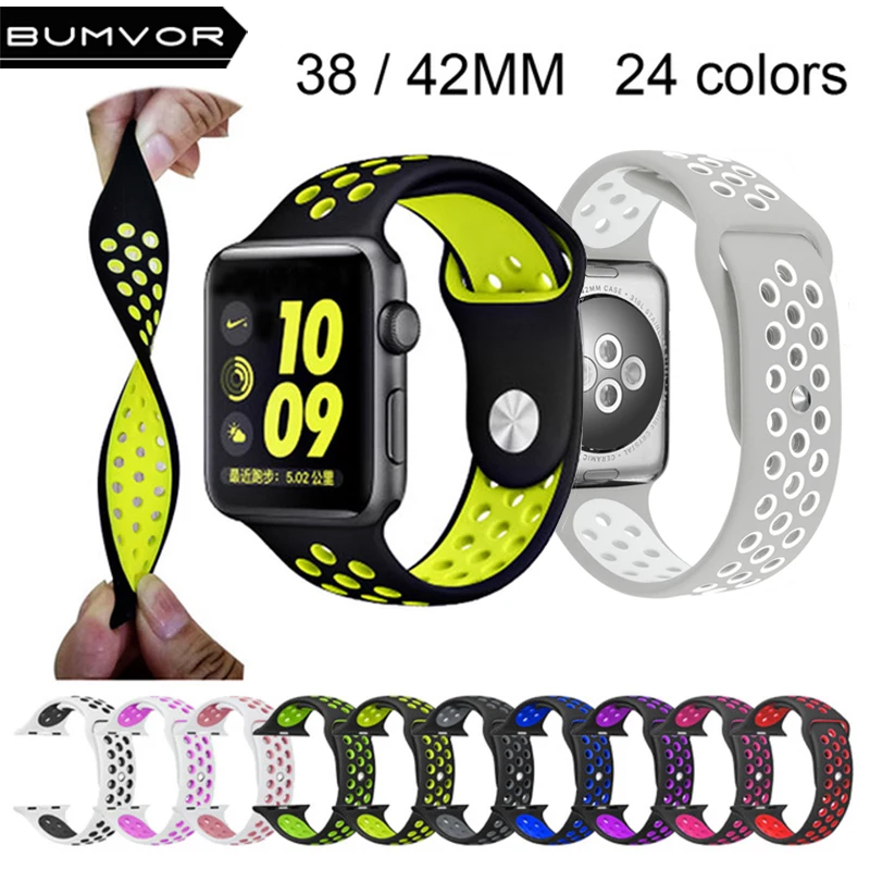 

High quality Series 1/2/3/4 Bracelet strap for iwatch Apple Watch band 42 44/38 40mm sport Silicone For Sports Buckle Bracele