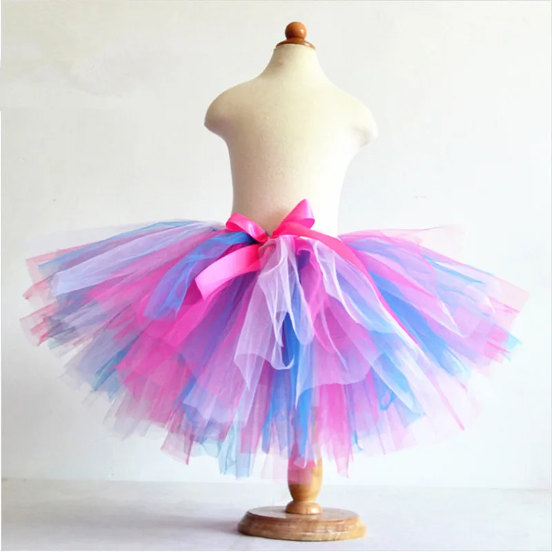 Summer Fluffy 3 Layer Girls Rainbow Saia De Tutu/jupe fille Baby Kids