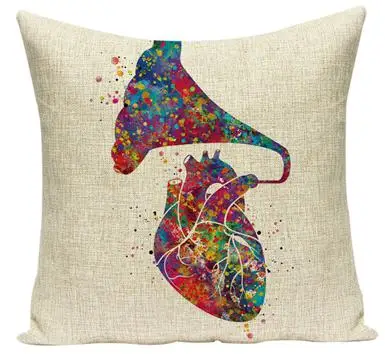 Southeast Asia Buddha Cushion Zen Meditation Buddha Statue Watercolor Musical Instruments Skull Pattern Creative Sofa Pillows - Цвет: 18