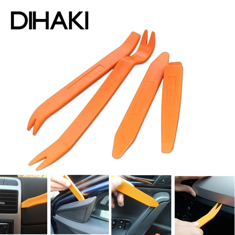 

4pcs/Set Interior Tool Kit Pry Door Clip Radio Panel Car Removal Tool Plastic Trim Audio Dashboard Disassembly araba Repair Tool