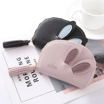 

JANE'S LEATHER Cute Cartoon Rabbit Ears Tassel Lady Women 11 Slots Business Card Holder Case Bag Credit ID Driver License Wallet