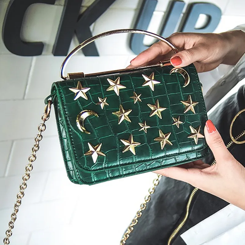 

HK belongs to China-2019 Newest Star Rivet Chain Shoulder Messenger Bags Fashion Mini Women Purse and Handbags Sac Main Femme