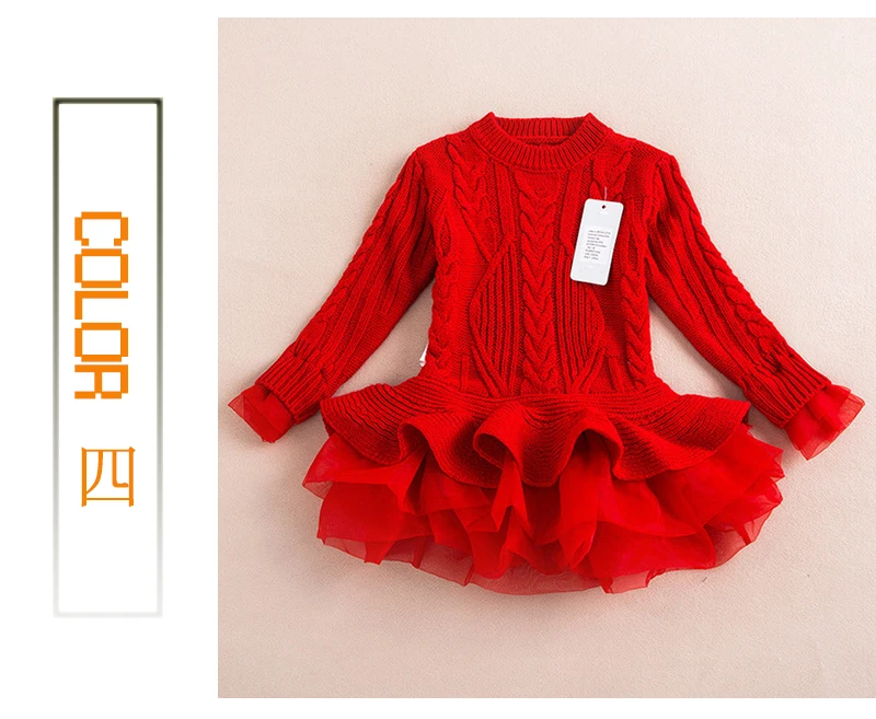 Осенне-зимнее платье для девочек; детская одежда; Детские платья; праздничное платье для девочек; вязаный свитер с длинными рукавами; платье для маленьких девочек; одежда