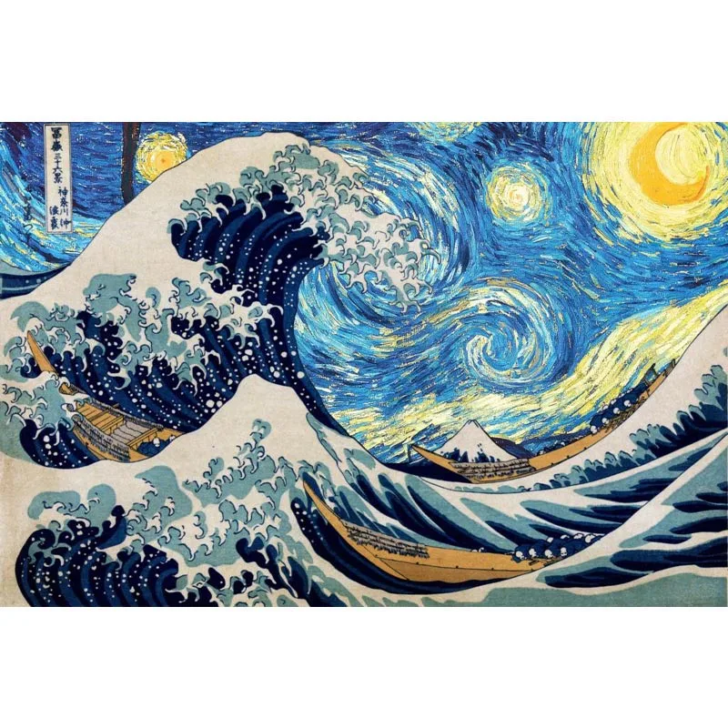 The Starry Night Van Gogh Art Poster Silk Fabric Poster Print Cloth