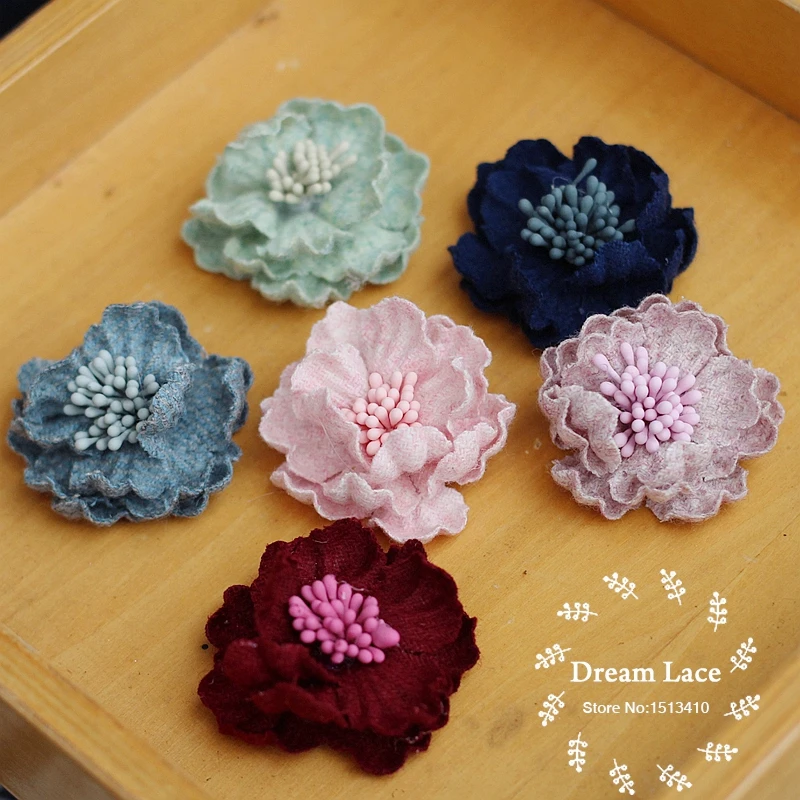 

4Pcs/Lot Patches Stick-On Flower Heads Artificial Flowers For Wreath Wedding Hat Decoration Wholesale Handmade Flowers