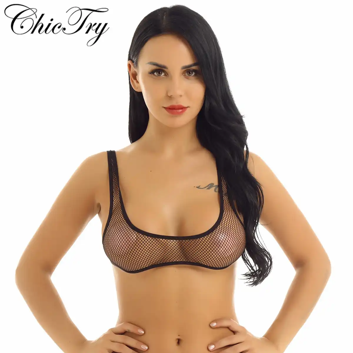 mujer lenceria transparente