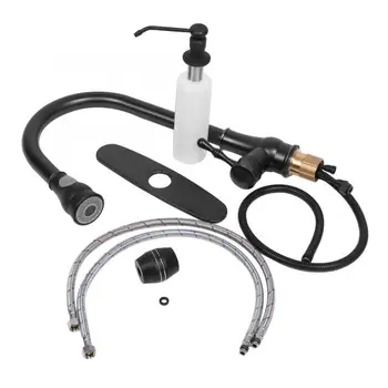 

Faucet Swivel Pull-Out Spout Kitchen Sink Faucet Single Handle Cold and Hot Tap Dispenser Black Bronze