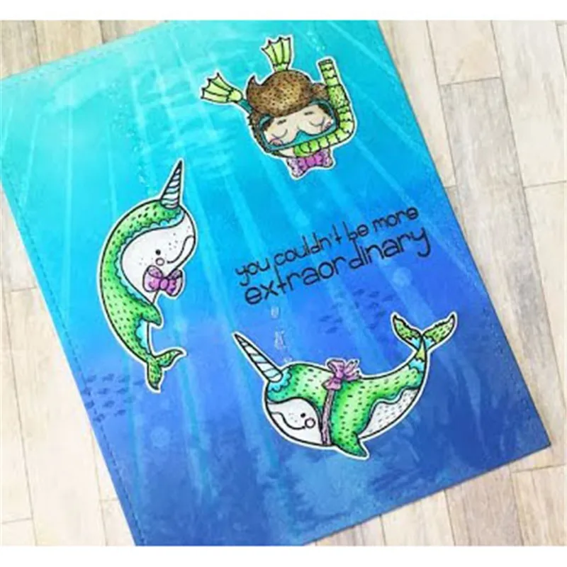 

Narwhals Sea Animal Metal Cutting Dies with Stamps for Craft Scrapbooking Album Embossing New for 2019 Card Making