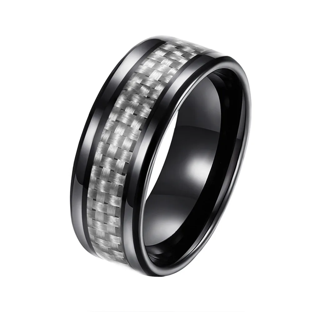 High Quality Black Gun Plated Titanium Rings Male Ring Punk Man Top