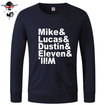 

Printed Design Men Mike Dustin Lucas Eleven Round Neck Stranger Things Hoodies, Sweatshirts